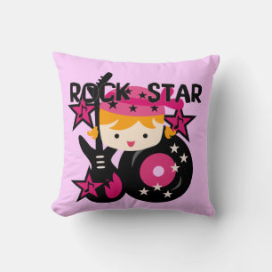Blonde Girl Rock Star Pillow