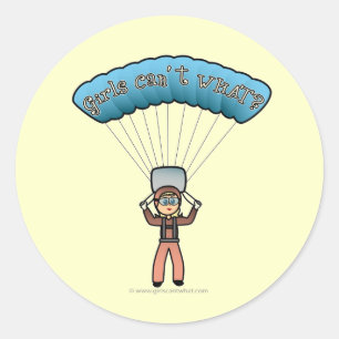 Blonde Girl Sky Diver Classic Round Sticker