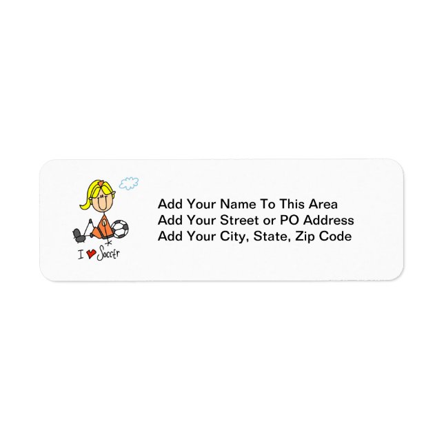 Blonde Girl Stick Figure I Love Soccer Gifts (Front)