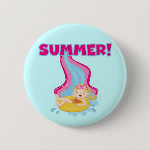 Blonde Girl Summer 6 Cm Round Badge