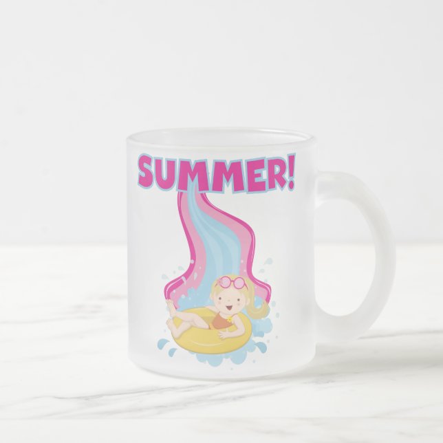Blonde Girl Summer Frosted Glass Coffee Mug (Right)