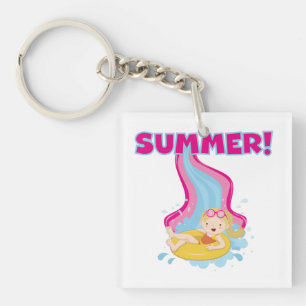Blonde Girl Summer Key Ring