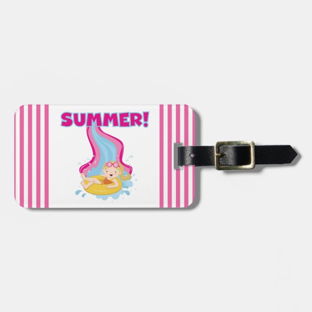 Blonde Girl Summer Luggage Tag (Front Horizontal)