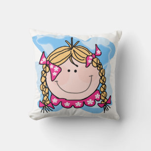 Blonde Girl With Braids Pillow