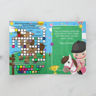 Blonde Girls Equestrian Secret Message Birthday Card