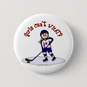 Blonde Girls Hockey Player 6 Cm Round Badge