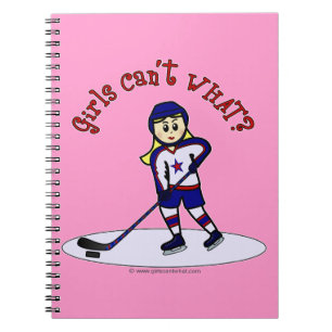 Blonde Girls Hockey Player Notebook
