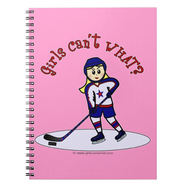 Blonde Girls Hockey Player Notebook (Front)