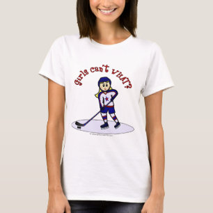 Blonde Girls Hockey Player T-Shirt