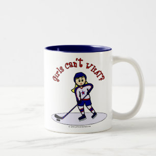 Blonde Girls Hockey Player Two-Tone Coffee Mug