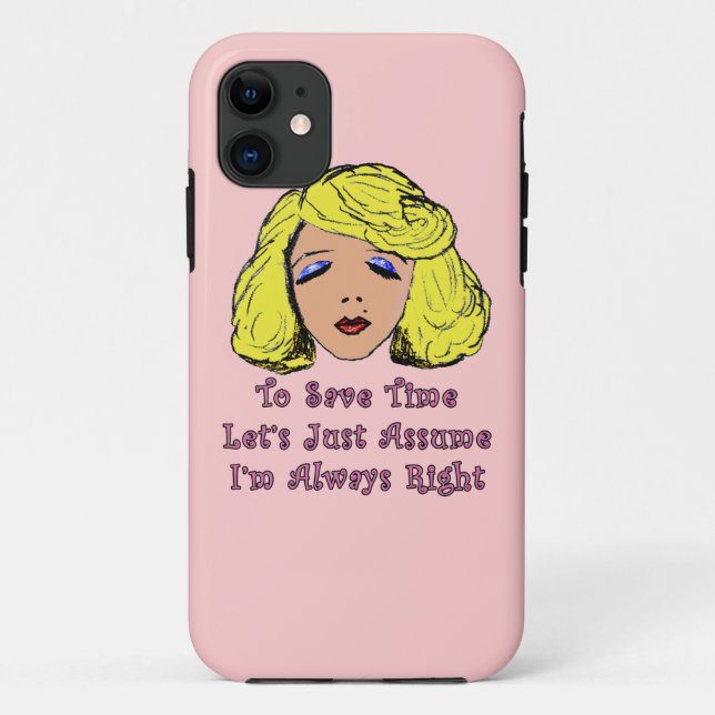 Blonde Glamour Girl Save Time Always Right Case-Mate iPhone Case (Back)