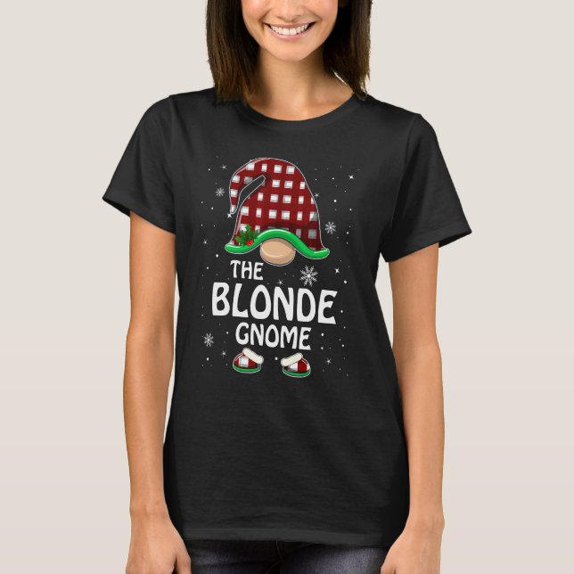 Blonde Gnome Buffalo Plaid Matching Family Group C T-Shirt (Front)