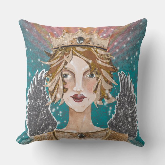 Blonde Guardian Angel Princess Priestess Paloma  Cushion (Front)