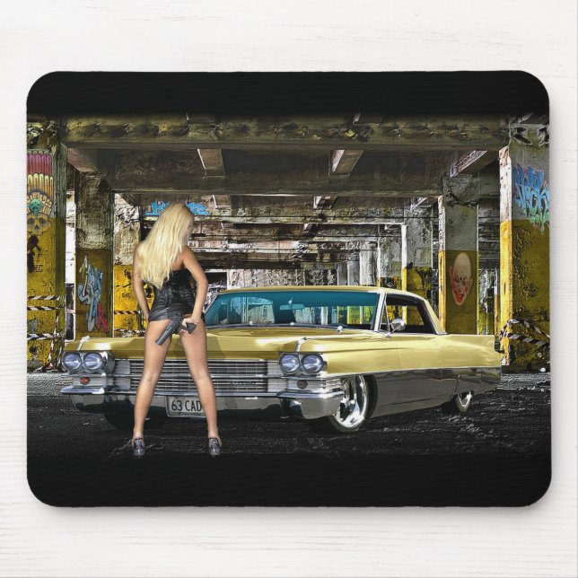 blonde,gun,cadillac mouse mat (Front)