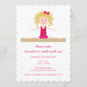Blonde Gymnast   Birthday Invite