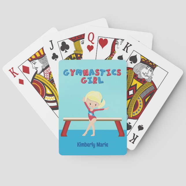 Blonde Gymnastics Girl Cute Custom Gymnast Playing Cards (Back)