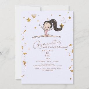 Blonde Gymnastics Tumbling Birthday Party  Invitation