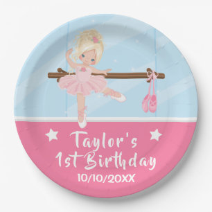 Blonde Hair Ballerina Pink Tutu Birthday Paper Pla Paper Plate