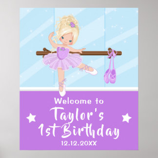 Blonde Hair Ballerina Purple Tutu Welcome Sign