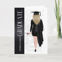 Blonde Hair Black Cap and Gown Female Graduate Car