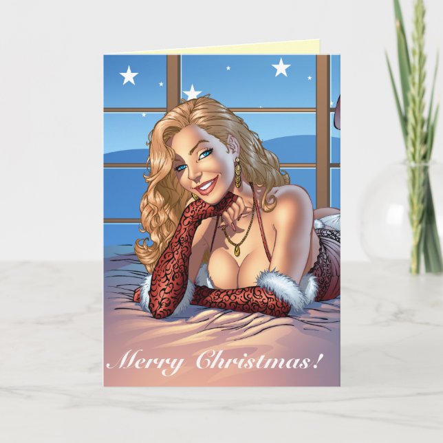 Blonde Hair, Blue Eyed Beauty Illustration - Al Holiday Card (Front)