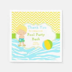 Blonde Hair Boy Pool Party Bash Party Napkin