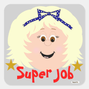 Blonde Hair Brown Eyed Girl Super Job Sticker