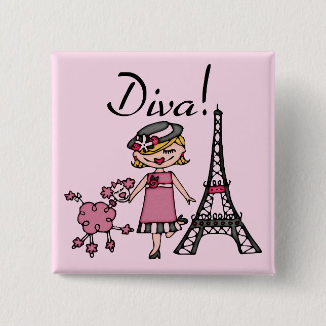 Blonde Hair Diva 15 Cm Square Badge (Front)
