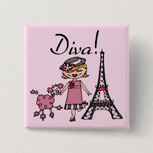 Blonde Hair Diva 15 Cm Square Badge
