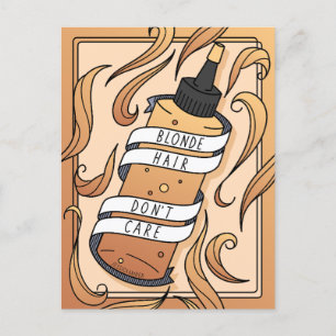 Blonde Hair Dye Bottle Feminine Cartoon Postcard