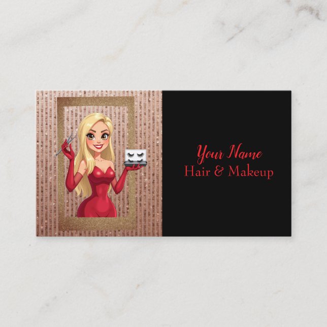 Blonde Hair Elegant Lady And Gold Beauty Business Card (Front)