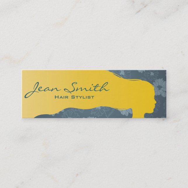 Blonde Hair Girl Hair Stylist Mini Business Card (Front)