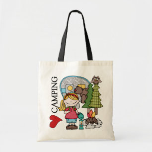 Blonde Hair Girl I Love Camping Tote Bag