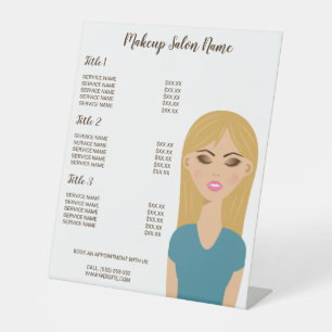 Blonde Hair Girl With Makeup - Makeup Artist Menu Pedestal Sign