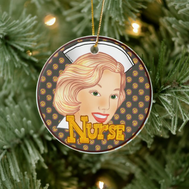 Blonde hair nurse  ceramic tree decoration (Tree)