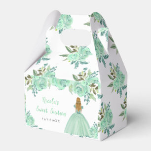Blonde Hair Princess Mint Floral Sweet Sixteen Favour Box