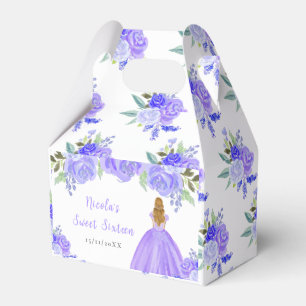 Blonde Hair Princess Purple Floral Sweet Sixteen Favour Box