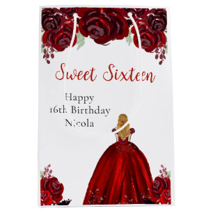Blonde Hair Princess Red Sweet Sixteen  Medium Gift Bag
