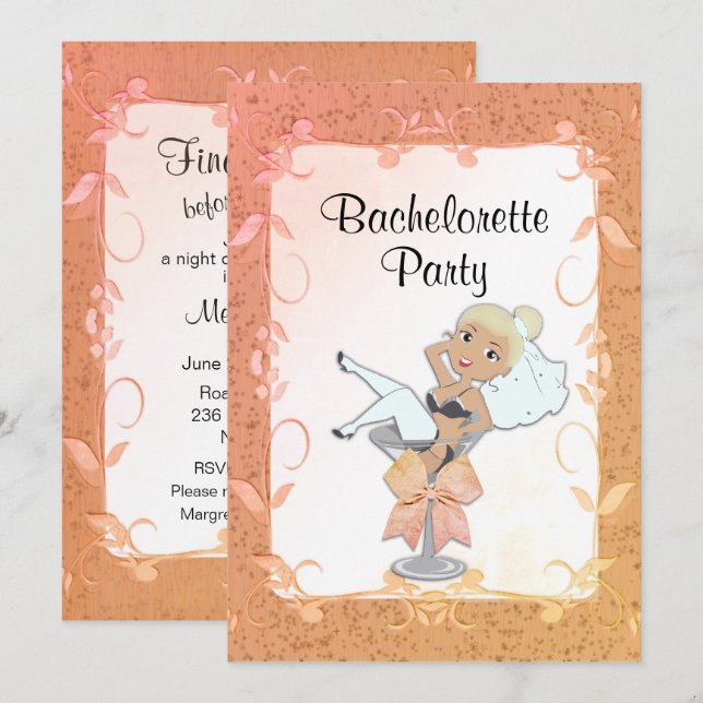 Blonde Haired Bachelorette Party Invitation (Front/Back)
