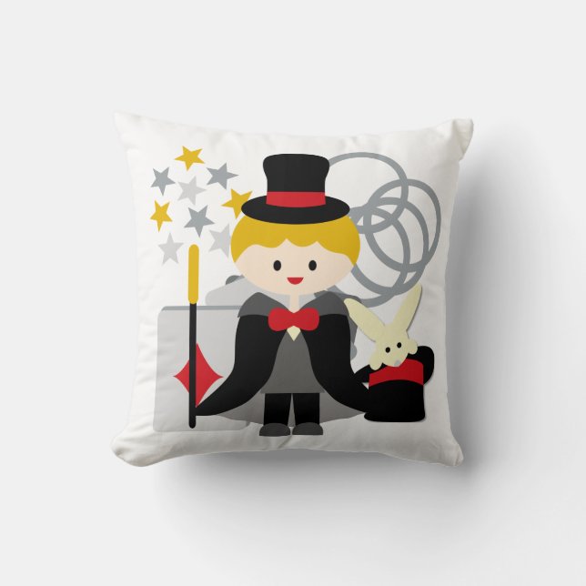Blonde Haired Boy Magician Pillow (Front)