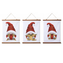 Blonde-Haired Christmas Gnome Family – Wood-Topped