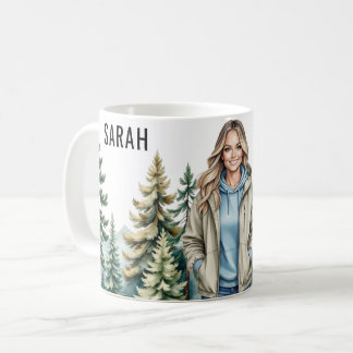 Blonde Hiker in Forest – Personalised Outdoor Adve Coffee Mug