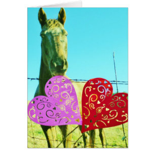 Blonde horse and Pink and Red Hearts