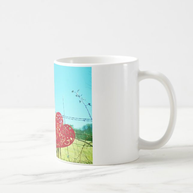 Blonde horse and Pink and Red Hearts Coffee Mug (Right)