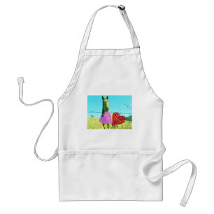 Blonde horse and Pink and Red Hearts Standard Apron