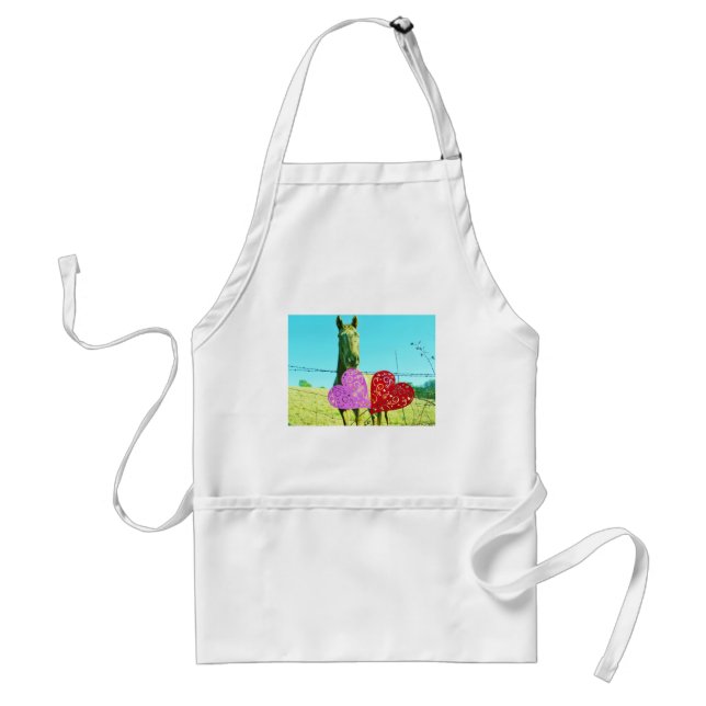Blonde horse and Pink and Red Hearts Standard Apron (Front)