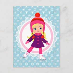 Blonde Ice Skater - Winter Sports Skating Postcard