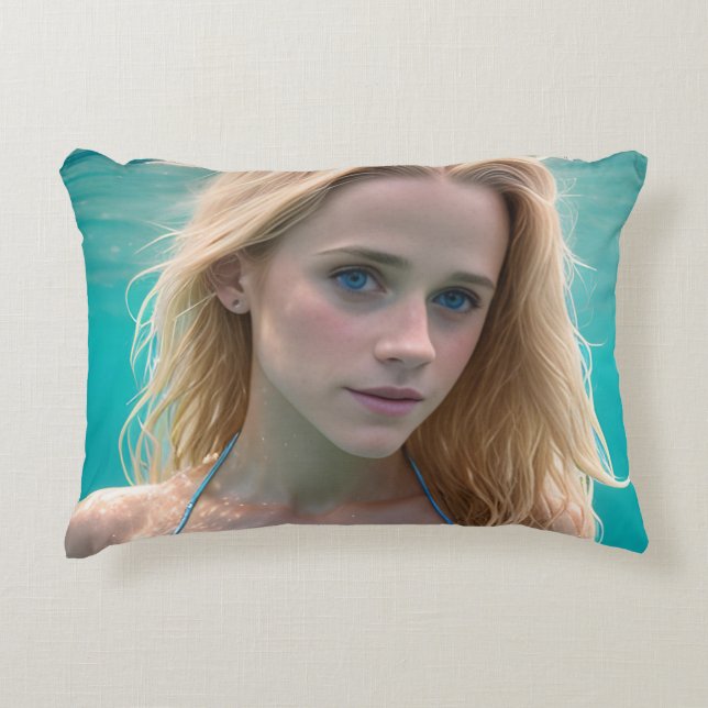 Blonde in a Bikini Underwater Decorative Cushion (Front)