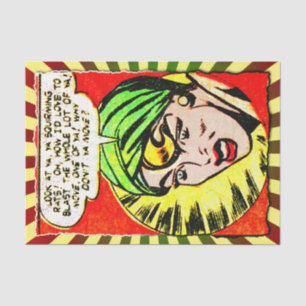 Blonde in a Green Turban Golden Age Comic Panel Tissue Paper