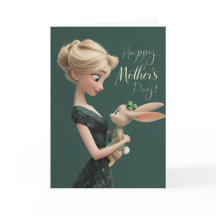 Blonde in Green With Baby Bun Bun Mother's Day